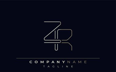 ZR Soyut Hat Biçimi Logosu. Harflerin Z ve R Soyut Satır Biçiminin Minimalist Tasarımı