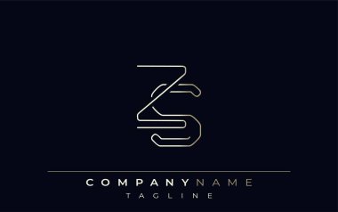ZS Soyut Hat Biçimi Logosu. Z Harfleri ve S Soyut Satır Biçiminin Minimalist Tasarımı