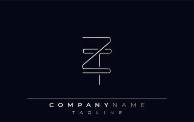 ZT Soyut Hat Biçimi Logosu. Z Harfleri ve T Soyut Satır Biçiminin Minimalist Tasarımı