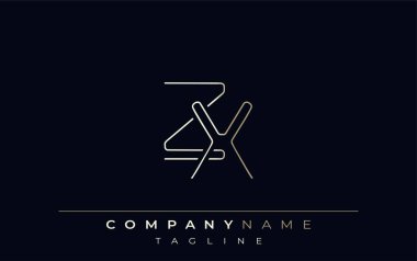 ZX Soyut Hat Biçimi Logosu. Z Harfleri ve X Soyut Satır Biçiminin Minimalist Tasarımı