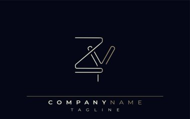 ZY Soyut Hat Biçimi Logosu. Z Harfleri ve Y Soyut Satır Biçiminin Minimalist Tasarımı