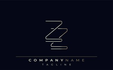 ZZ Soyut Hat Biçimi Logosu. Z Harfleri ve Z Soyut Satır Biçiminin Minimalist Tasarımı