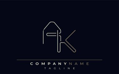 AK Soyut Hat Tarzı Logosu. Minimalist Tasarım Harfler A ve K Soyut Satır Biçimi