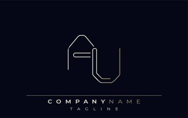 AU Soyut Hat Biçimi Logosu. Minimalist Tasarım Harfler A ve U Soyut Satır Biçimi