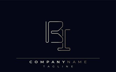 BI Soyut Hat Biçimi Logosu. Minimalist Tasarım Harfler B ve Ben Özet Satır Biçimi