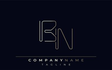 BN Soyut Hat Biçimi Logosu. Minimalist Tasarım Harfler B ve N Soyut Satır Biçimi