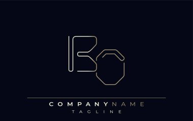 BO Soyut Hat Biçimi Logosu. Minimalist Tasarım Harfler B ve O Soyut Satır Biçimi
