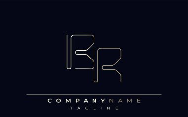BR Soyut Hat Biçimi Logosu. Harflerin B ve R Soyut Satır Biçiminin Minimalist Tasarımı