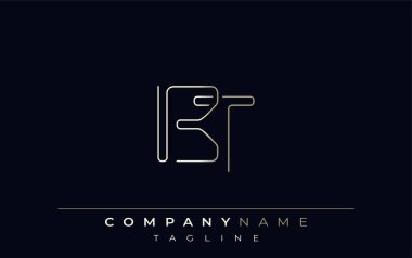 BT Soyut Hat Biçimi Logosu. Harflerin B ve T Soyut Satır Biçiminin Minimalist Tasarımı
