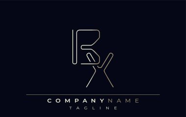 BX Soyut Çizgi Biçimi Logosu. Harflerin B ve X Soyut Satır Biçiminin Minimalist Tasarımı
