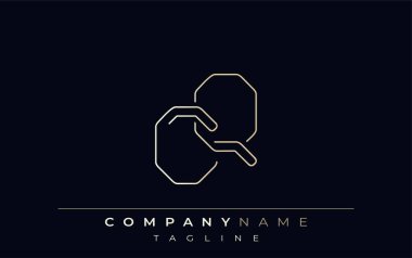 CQ Soyut Satır Biçimi Logosu. C Harfleri ve Q Soyut Satır Biçiminin Minimalist Tasarımı