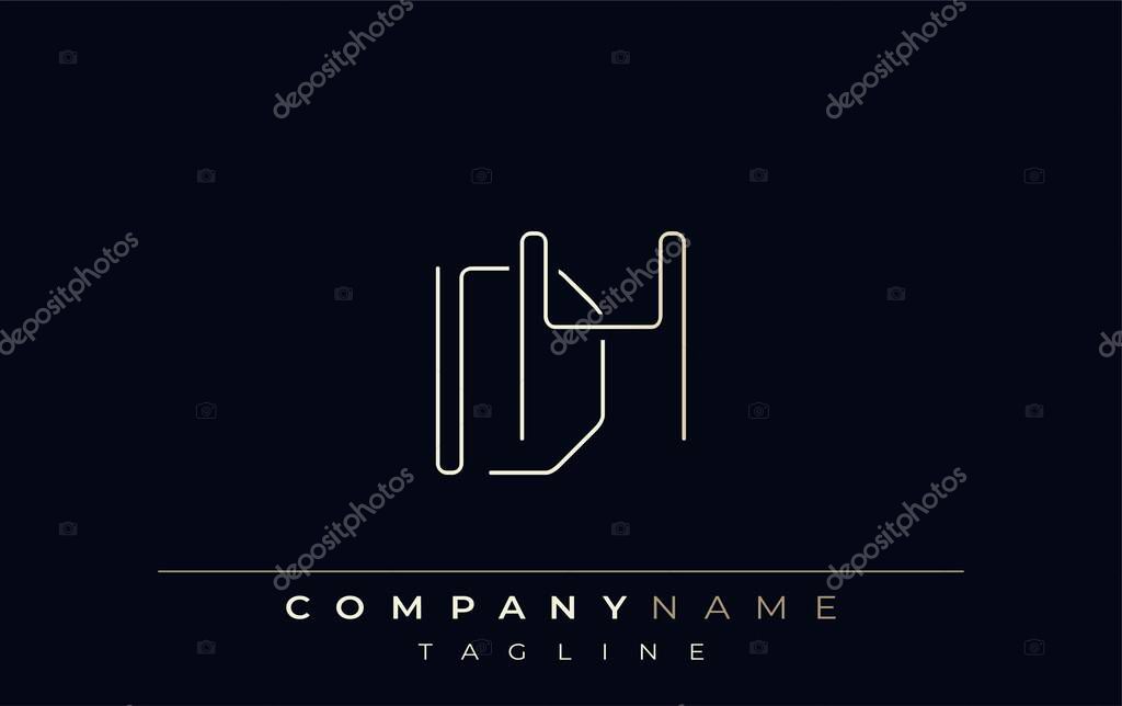 DH Abstract Line Style Logo. Minimalist Design Featuring the Letters D and H Abstract Line Style