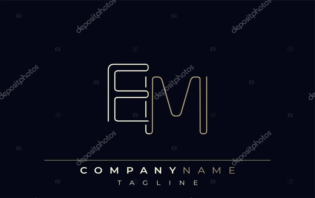 EM Abstract Line Style Logo. Minimalist Design Featuring the Letters E and M Abstract Line Style