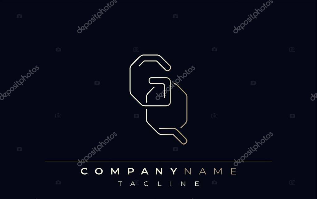 GQ Abstract Line Style Logo. Minimalist Design Featuring the Letters G and Q Abstract Line Style