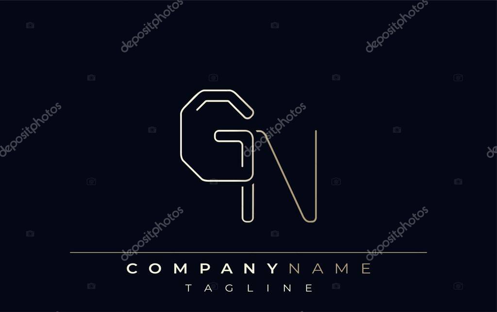 GN Abstract Line Style Logo. Minimalist Design Featuring the Letters G and N Abstract Line Style