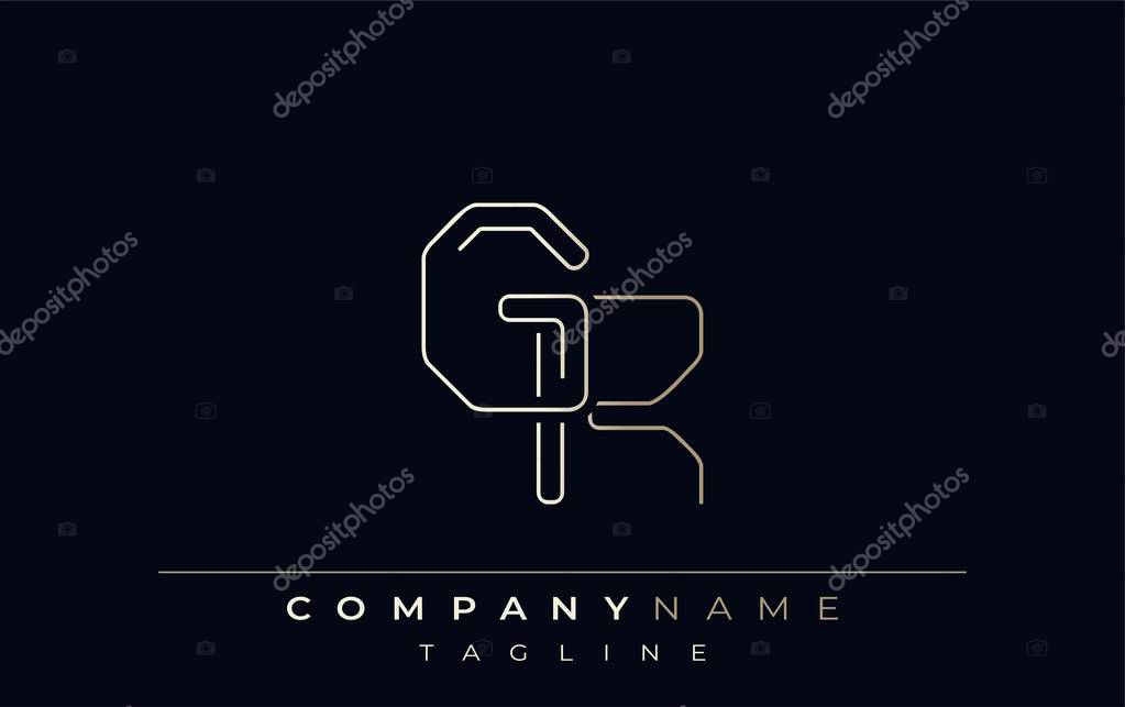 GR Abstract Line Style Logo. Minimalist Design Featuring the Letters G and R Abstract Line Style