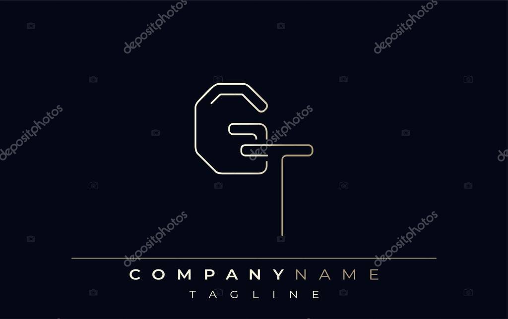 GT Abstract Line Style Logo. Minimalist Design Featuring the Letters G and T Abstract Line Style