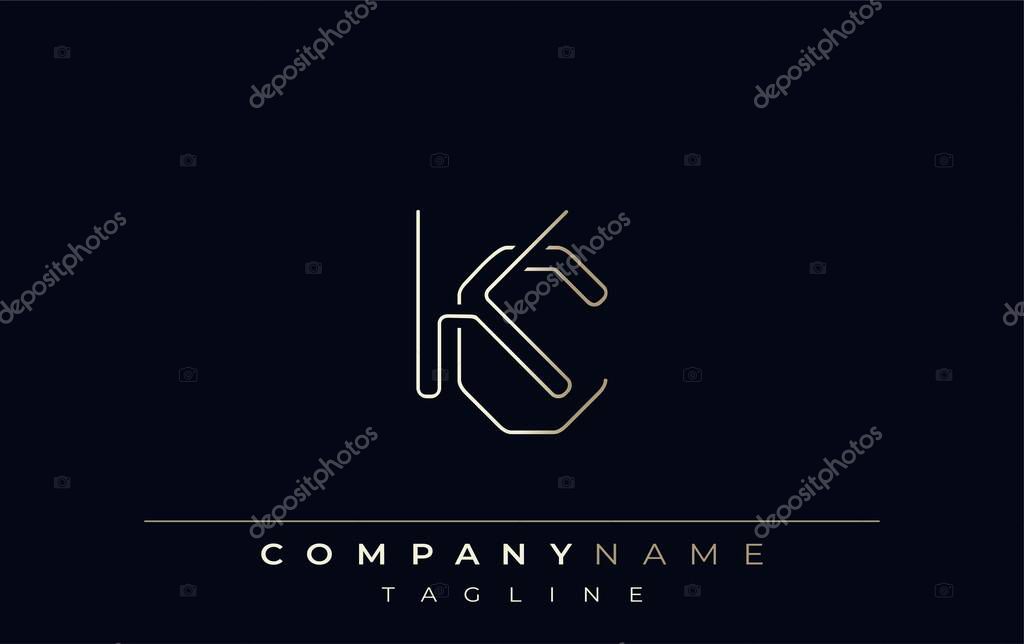 KC Abstract Line Style Logo. Minimalist Design Featuring the Letters K and C Abstract Line Style