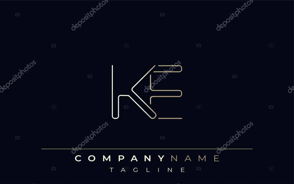 KE Abstract Line Style Logo. Minimalist Design Featuring the Letters K and E Abstract Line Style