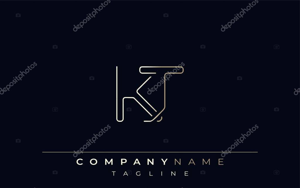KJ Abstract Line Style Logo. Minimalist Design Featuring the Letters K and J Abstract Line Style