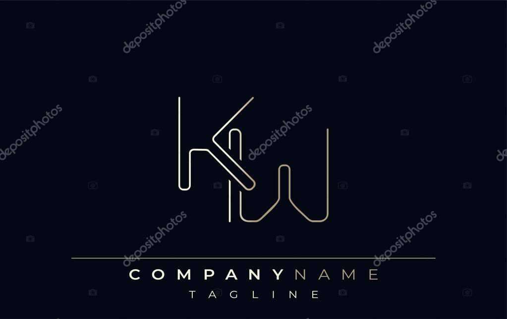 KW Abstract Line Style Logo. Minimalist Design Featuring the Letters K and W Abstract Line Style