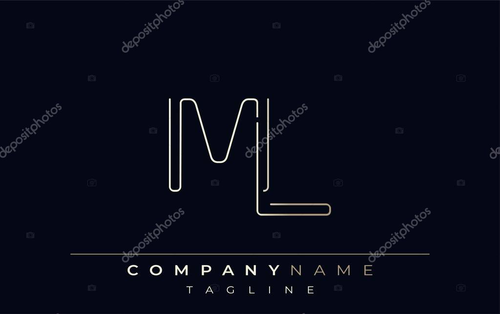 ML Abstract Line Style Logo. Minimalist Design Featuring the Letters M and L Abstract Line Style