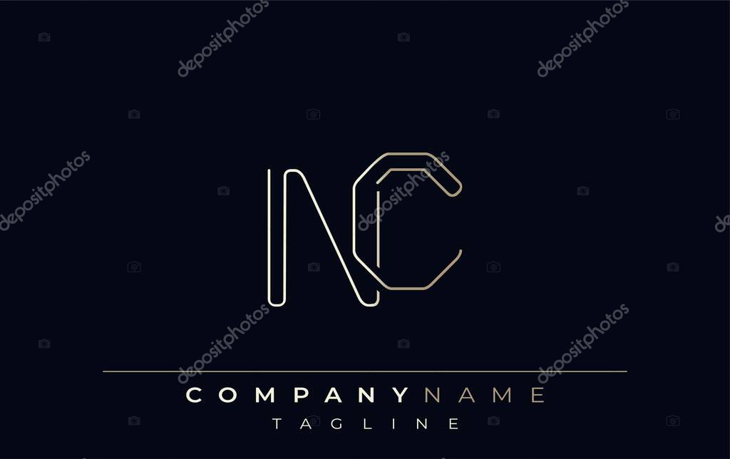 NC Abstract Line Style Logo. Minimalist Design Featuring the Letters N and C Abstract Line Style