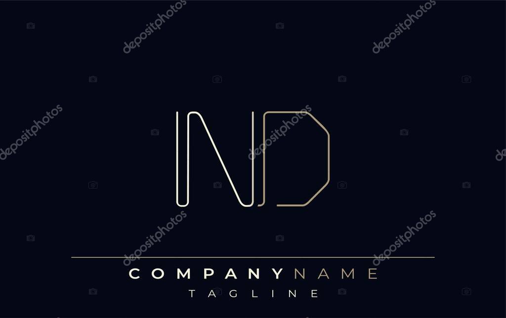 ND Abstract Line Style Logo. Minimalist Design Featuring the Letters N and D Abstract Line Style