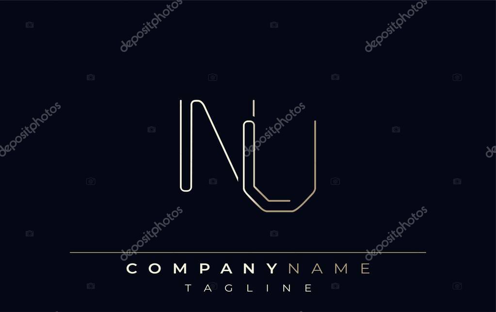 NU Abstract Line Style Logo. Minimalist Design Featuring the Letters N and U Abstract Line Style