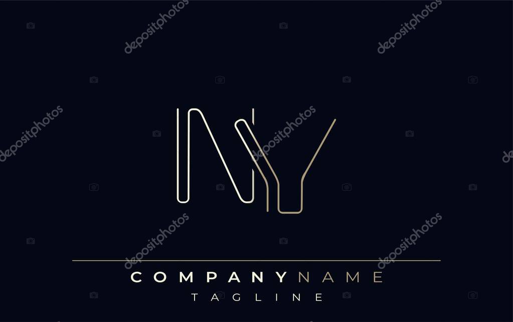 NV Abstract Line Style Logo. Minimalist Design Featuring the Letters N and V Abstract Line Style