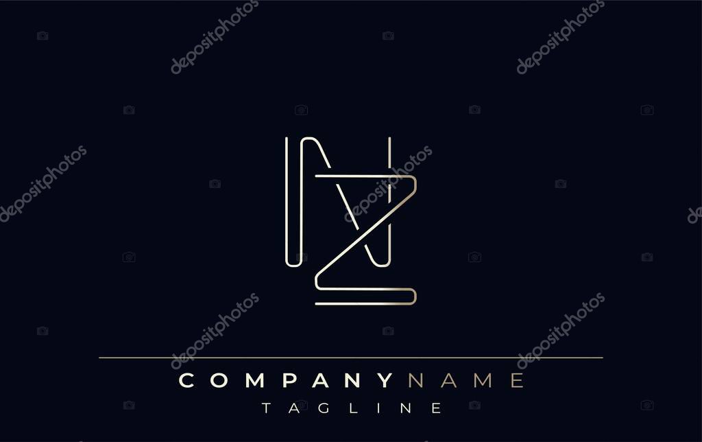 NZ Abstract Line Style Logo. Minimalist Design Featuring the Letters N and Z Abstract Line Style