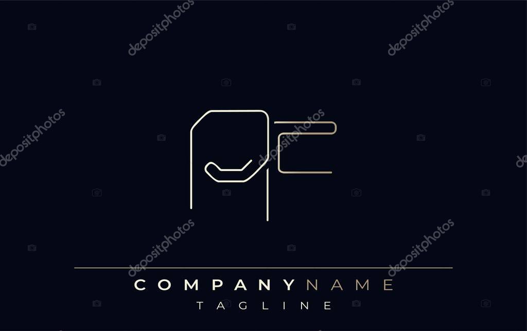 PF Abstract Line Style Logo. Minimalist Design Featuring the Letters P and F Abstract Line Style