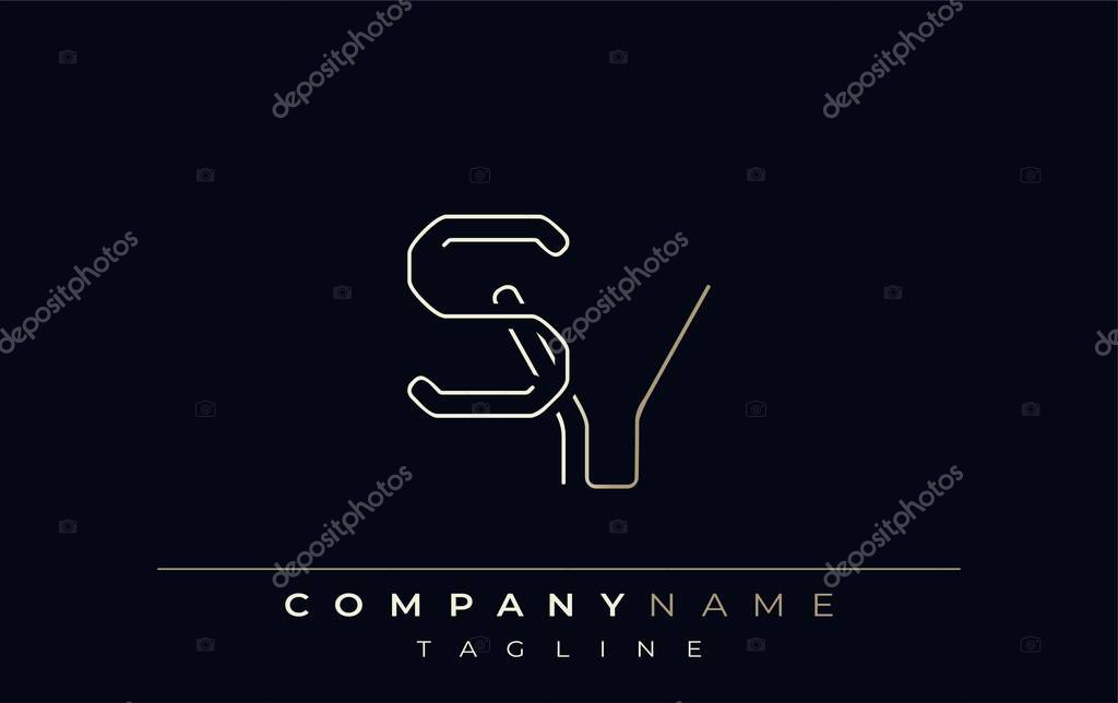 SV Abstract Line Style Logo. Minimalist Design Featuring the Letters S and V Abstract Line Style