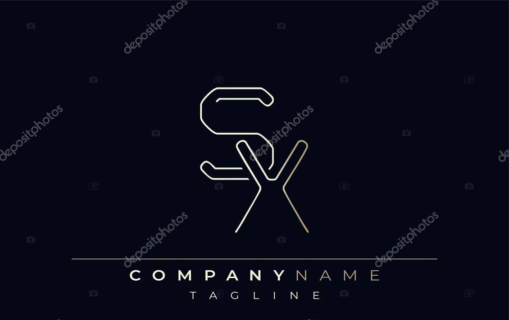 SX Abstract Line Style Logo. Minimalist Design Featuring the Letters S and X Abstract Line Style