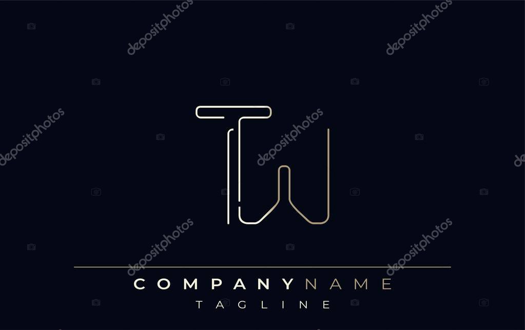 TW Abstract Line Style Logo. Minimalist Design Featuring the Letters T and W Abstract Line Style