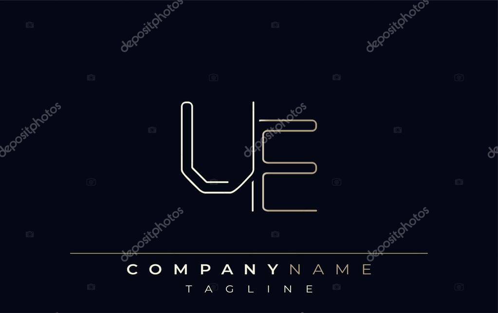 UE Abstract Line Style Logo. Minimalist Design Featuring the Letters U and E Abstract Line Style