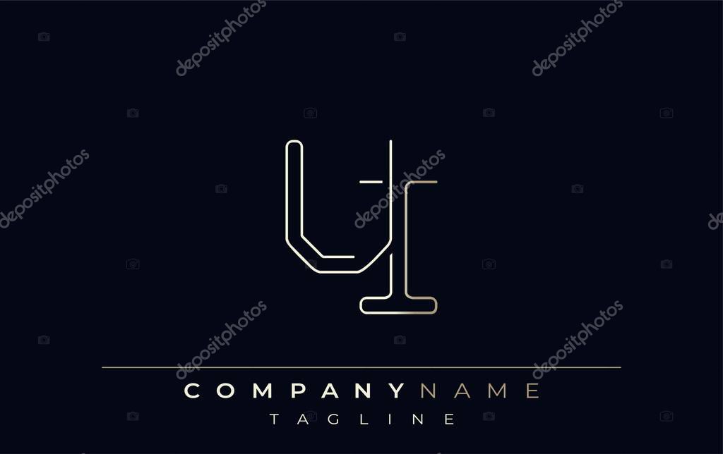 UI Abstract Line Style Logo. Minimalist Design Featuring the Letters U and I Abstract Line Style