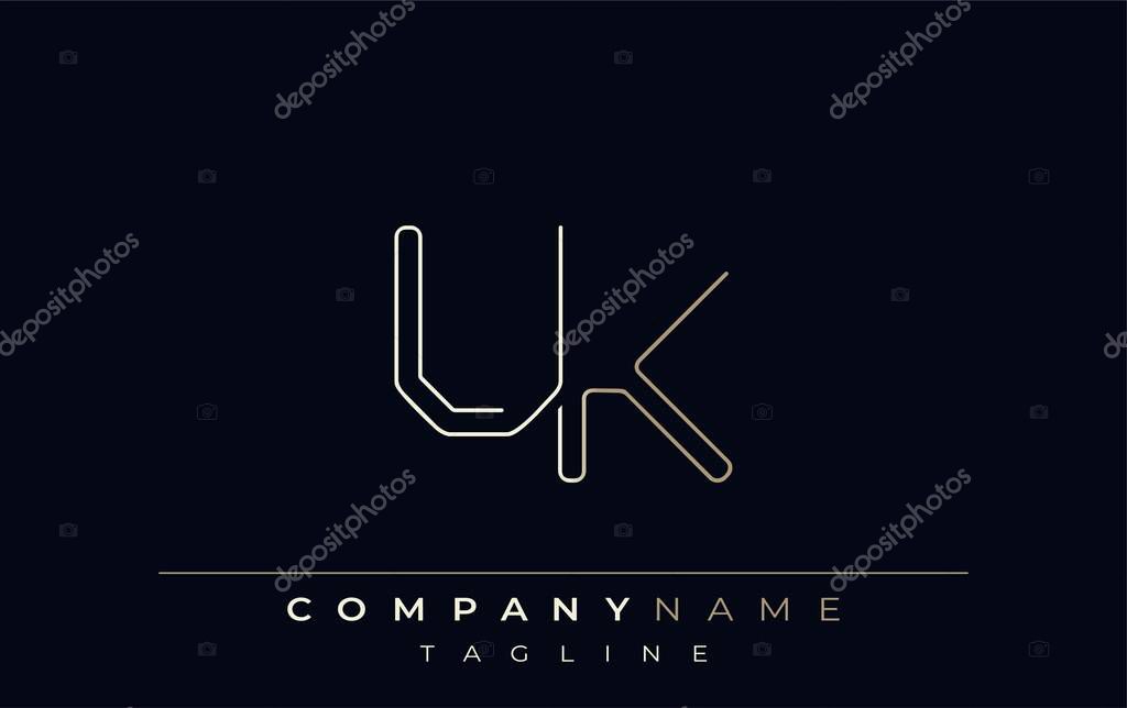 UK Abstract Line Style Logo. Minimalist Design Featuring the Letters U and K Abstract Line Style