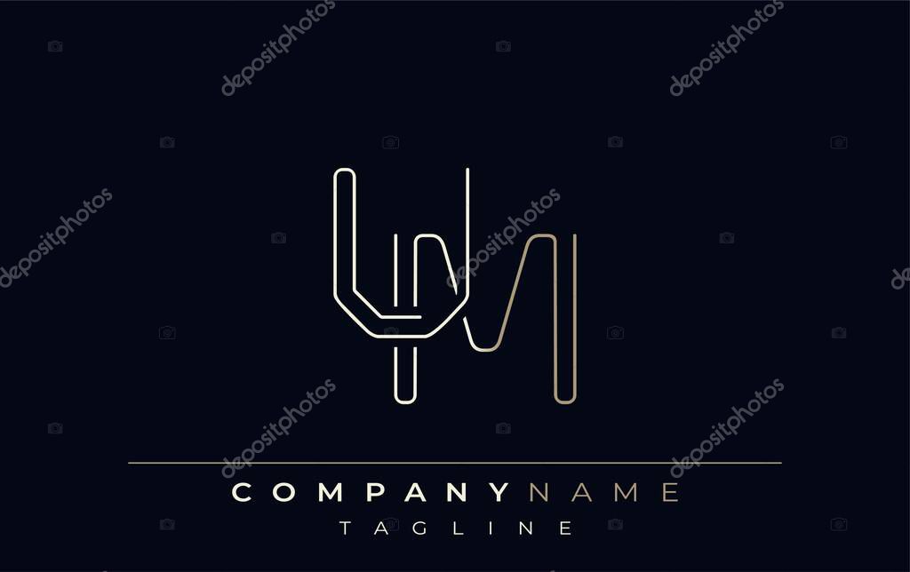 UM Abstract Line Style Logo. Minimalist Design Featuring the Letters U and M Abstract Line Style