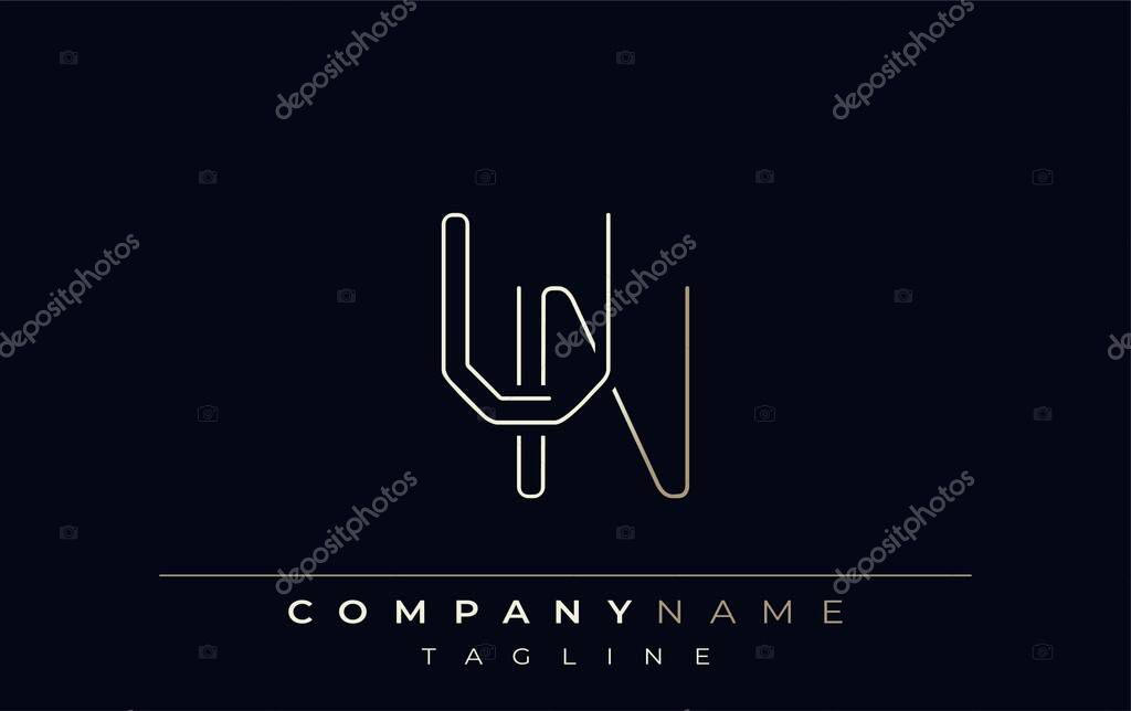 UN Abstract Line Style Logo. Minimalist Design Featuring the Letters U and N Abstract Line Style