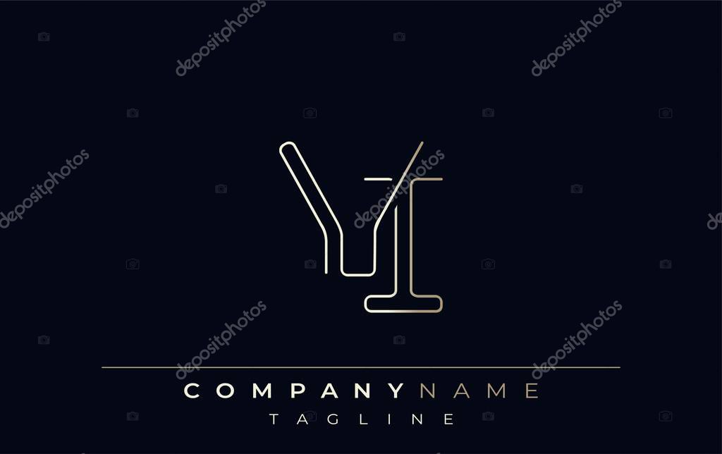 VI Abstract Line Style Logo. Minimalist Design Featuring the Letters V and I Abstract Line Style