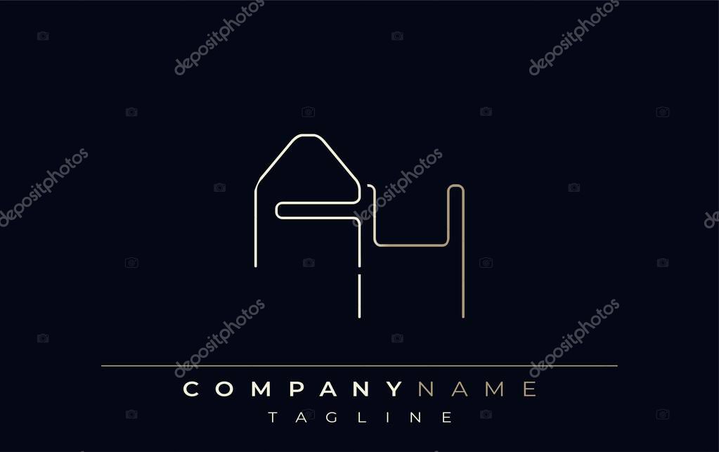 AH Abstract Line Style Logo. Minimalist Design Featuring the Letters A and H Abstract Line Style