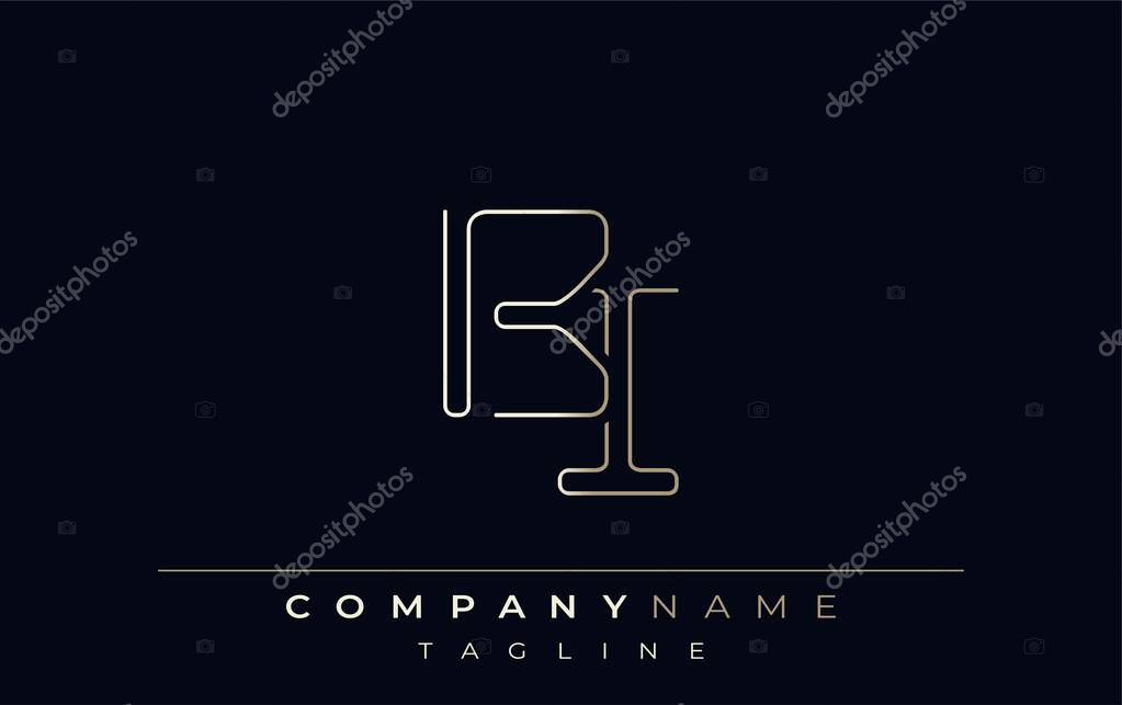 BI Abstract Line Style Logo. Minimalist Design Featuring the Letters B and I Abstract Line Style