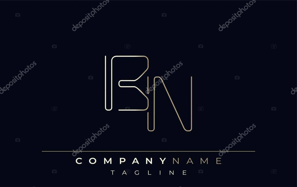 BN Abstract Line Style Logo. Minimalist Design Featuring the Letters B and N Abstract Line Style
