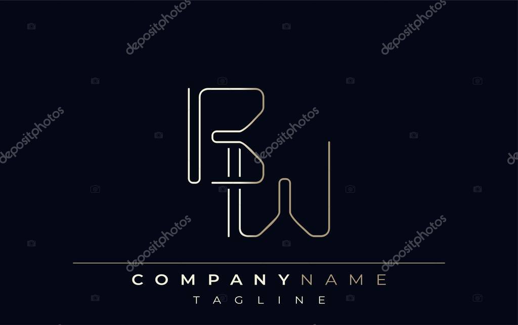 BW Abstract Line Style Logo. Minimalist Design Featuring the Letters B and W Abstract Line Style