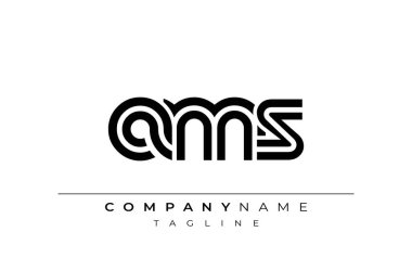AMS Yaratıcı Eşsiz Modern Harf Logosu Tasarımı. Benzersiz bir harf dizaynına sahip stilize logo, soyut minimalist estetik ve modern cazibe sunar.