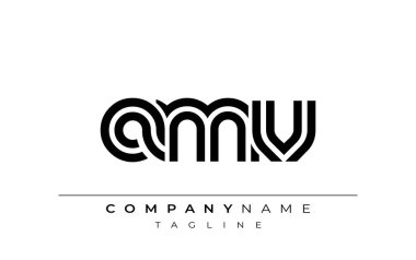 AMV Yaratıcı Eşsiz Modern Harf Logosu Tasarımı. Benzersiz bir harf dizaynına sahip stilize logo, soyut minimalist estetik ve modern cazibe sunar.
