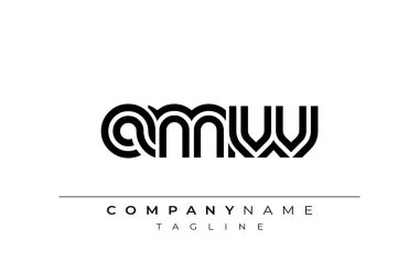 AMW Yaratıcı Eşsiz Modern Harf Logosu Tasarımı. Benzersiz bir harf dizaynına sahip stilize logo, soyut minimalist estetik ve modern cazibe sunar.