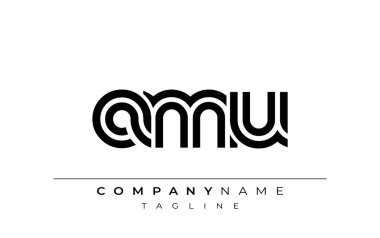AMU Yaratıcı Eşsiz Modern Harf Logosu Tasarımı. Benzersiz bir harf dizaynına sahip stilize logo, soyut minimalist estetik ve modern cazibe sunar.