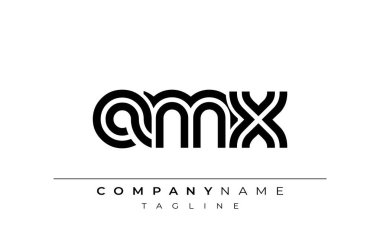 AMX Yaratıcı Eşsiz Modern Harf Logosu Tasarımı. Benzersiz bir harf dizaynına sahip stilize logo, soyut minimalist estetik ve modern cazibe sunar.